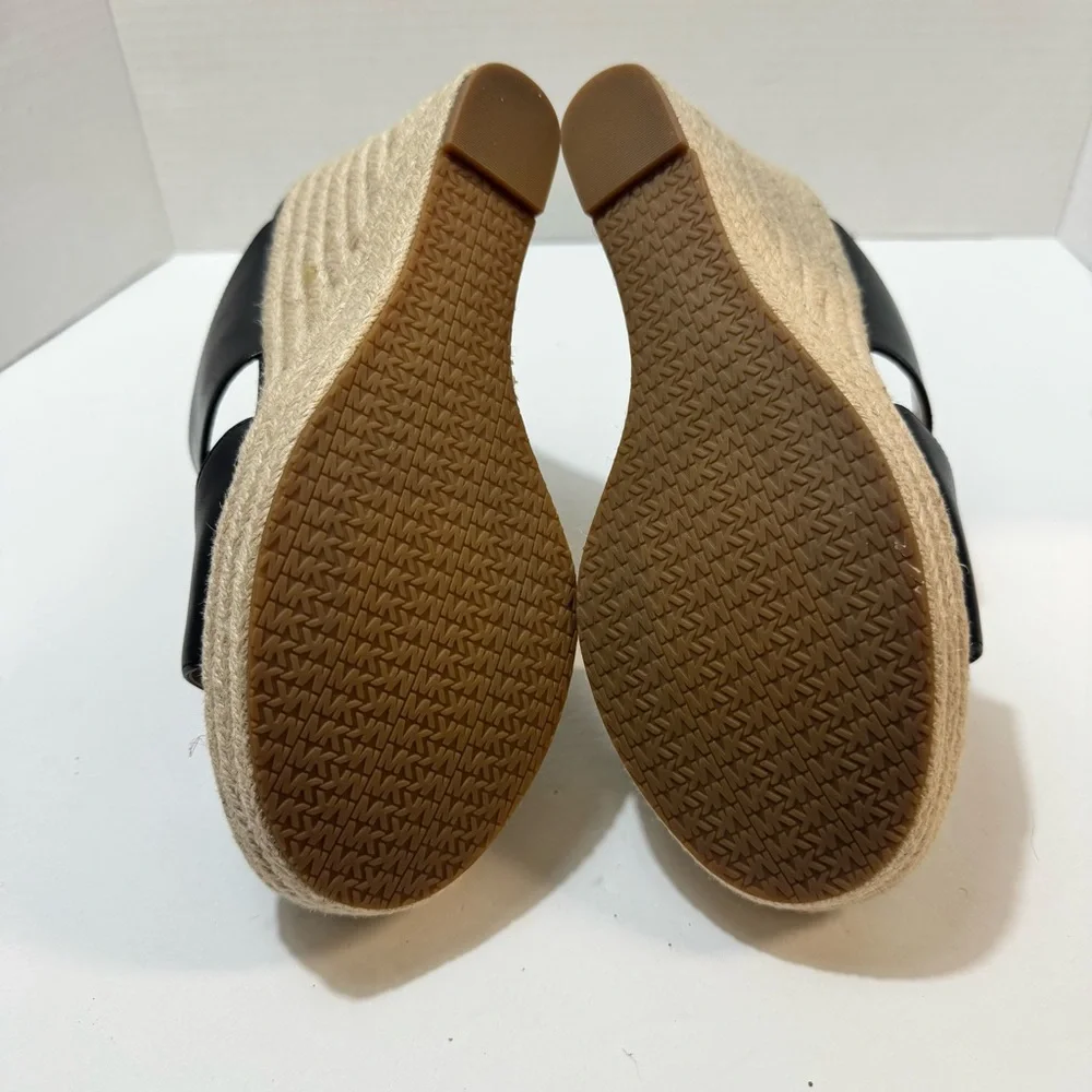 MICHAEL Michael‎ Kors Black Leather Wedges with Tan Espadrille